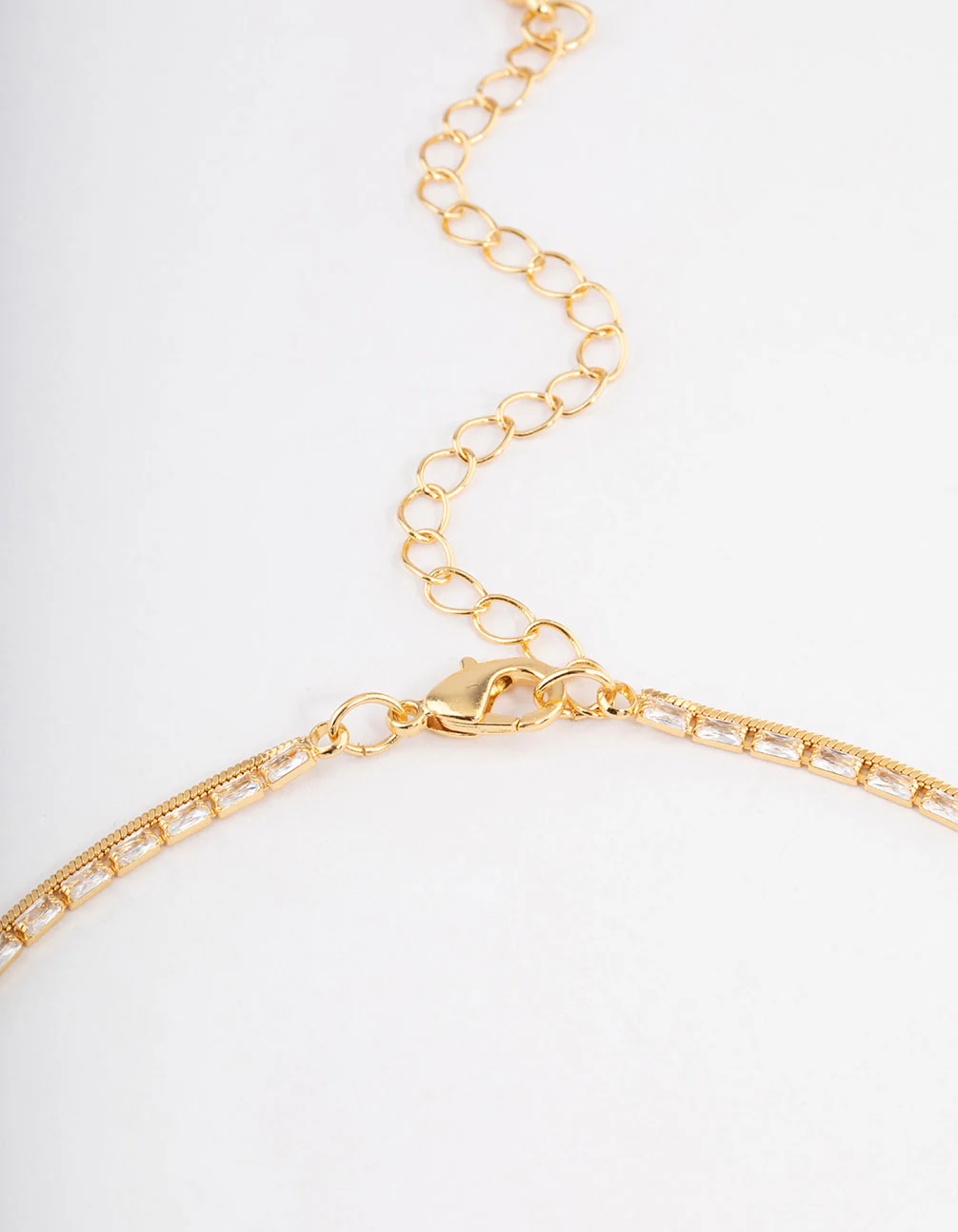 Gold Plated Cubic Zirconia Dainty Baguette Layered Necklace - Image 3
