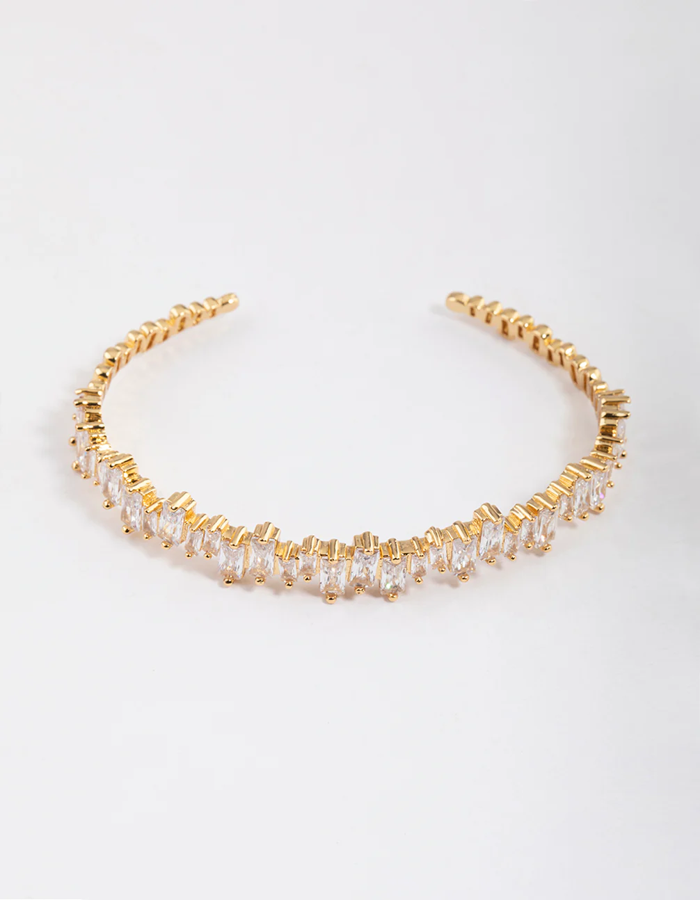 Gold Plated Cubic Zirconia Organic Baguette Wrist Cuff - Image 2
