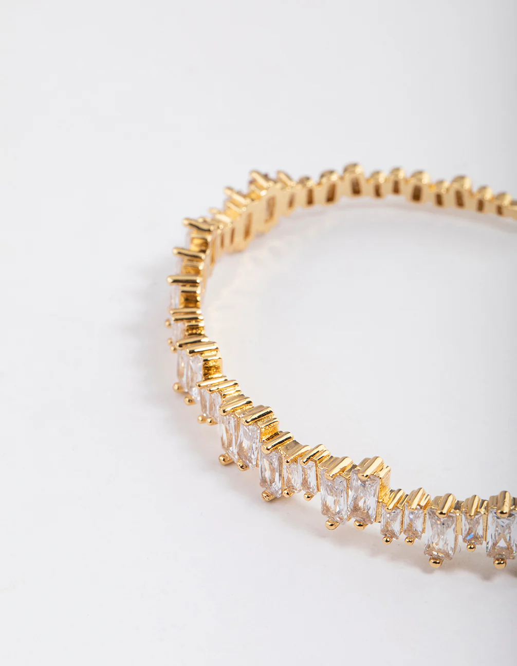 Gold Plated Cubic Zirconia Organic Baguette Wrist Cuff - Image 3