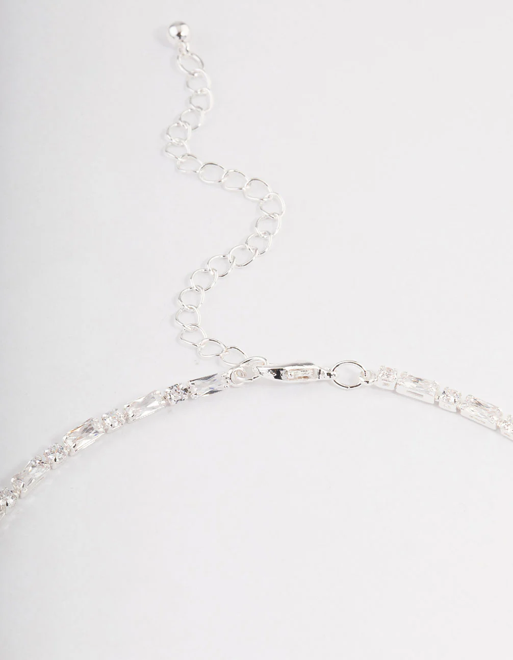 Silver Plated Cubic Zirconia Round & Baguette Tennis Necklace - Image 3