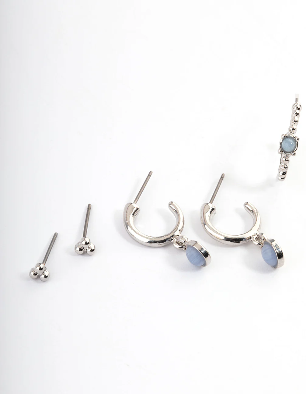 Antique Silver Black Stacker Earrings - Image 2