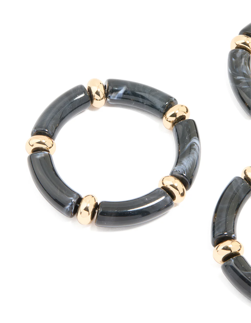 Black Acrylic Stretch Bracelets 3-Pack - Image 2