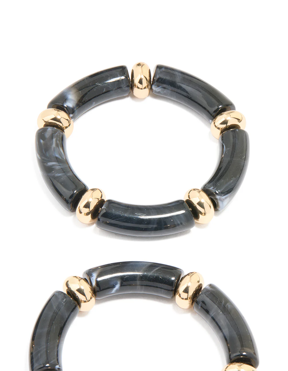 Black Acrylic Stretch Bracelets 3-Pack - Image 3