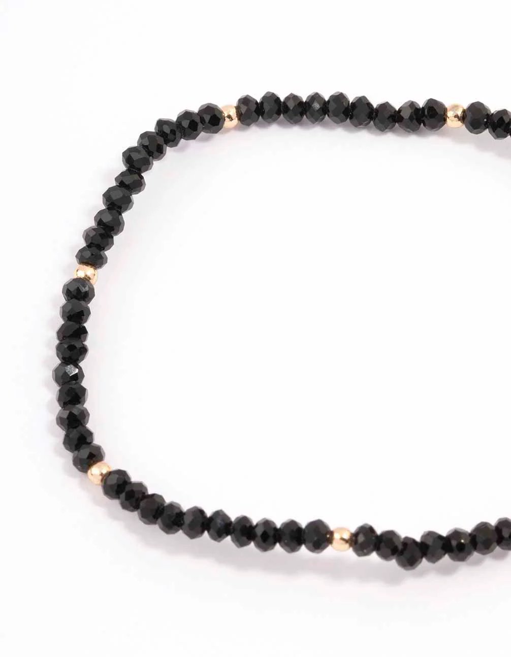 Black Beaded Simple Toggle Heart Charm Bracelet - Image 3