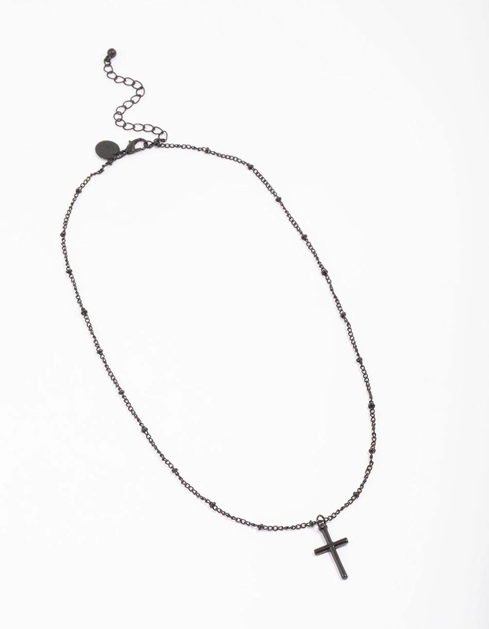 Black Classic Cross Ball Chain Necklace - Image 2