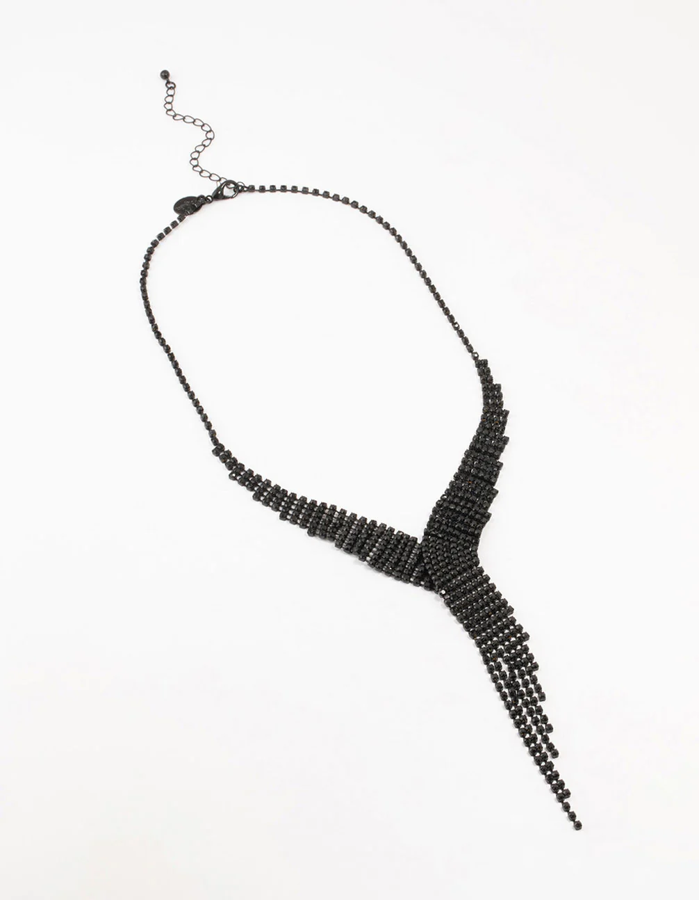 Black Coated Cup Chain Cascading Y-Necklace - Image 2