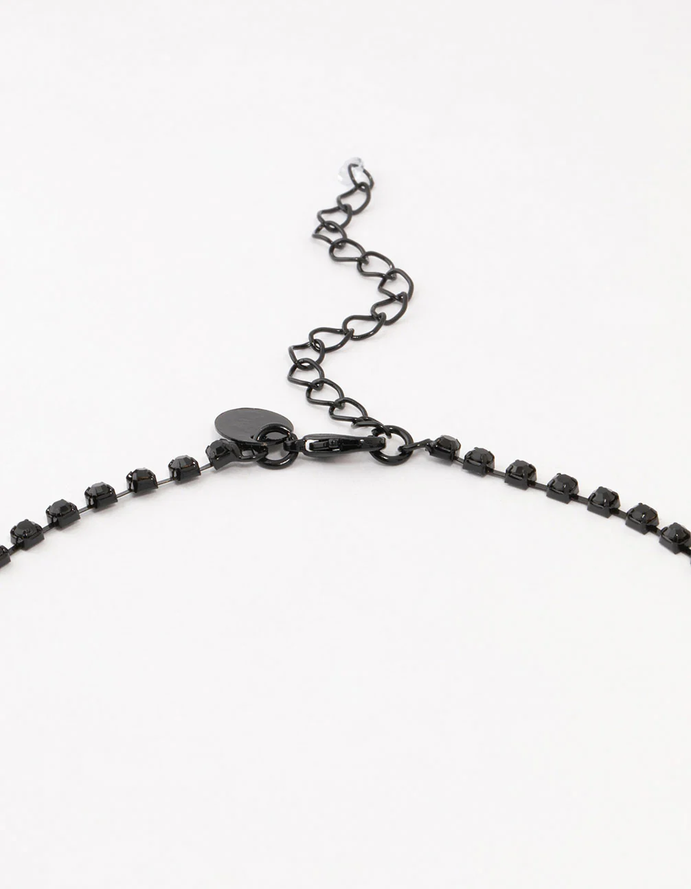 Black Coated Diamante Lace Pattern Necklace - Image 3
