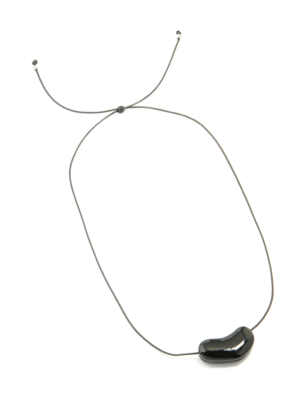Black Coated Metal Baby Pebble Orb Cord Necklace - Image 4