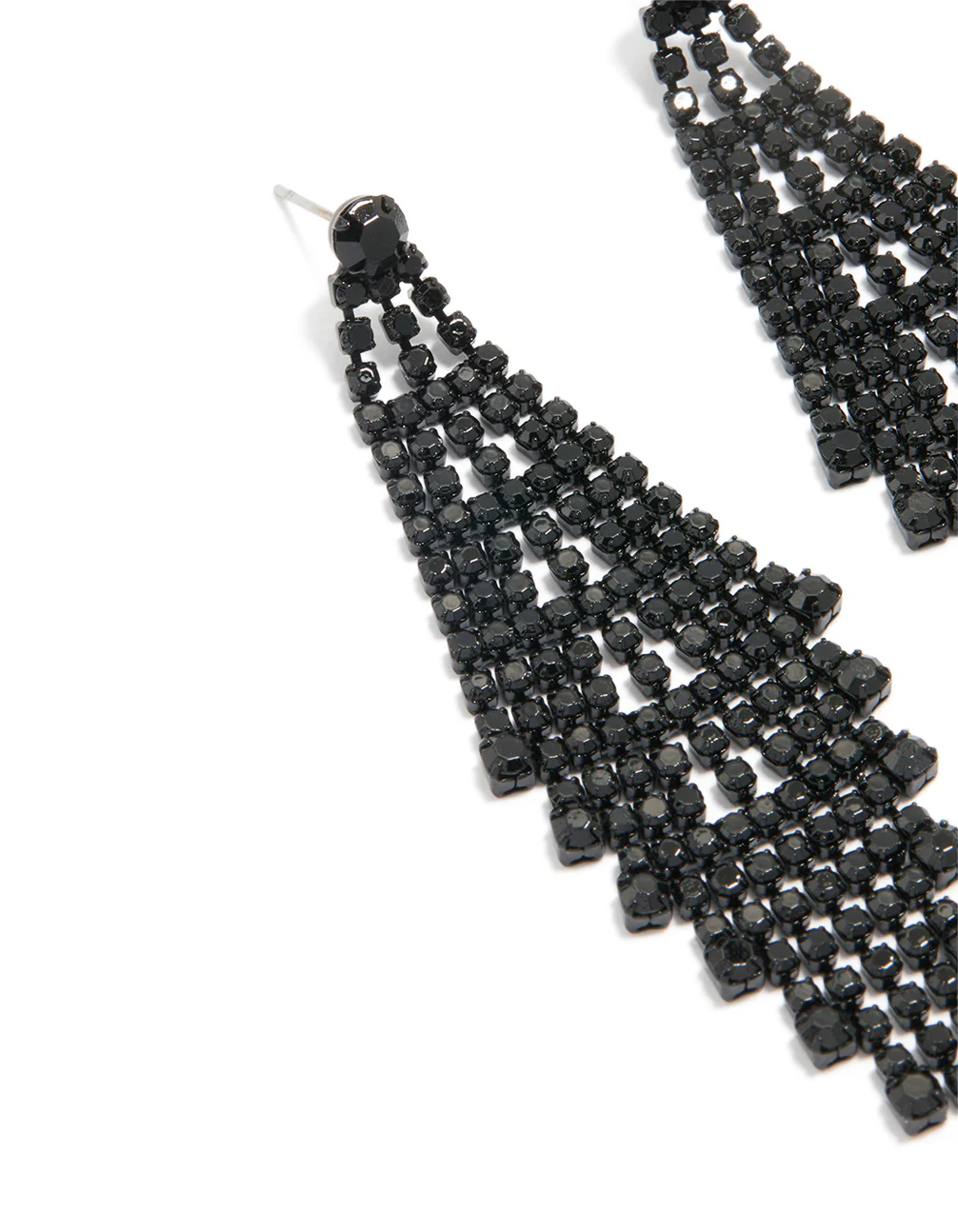 Black Coated Metal Diamante Chandelier Drop Earrings - Image 2