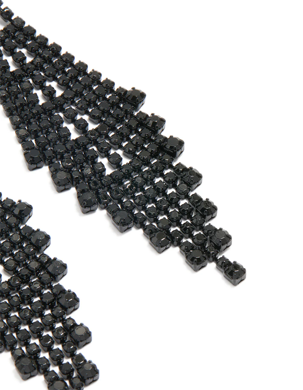 Black Coated Metal Diamante Chandelier Drop Earrings - Image 3