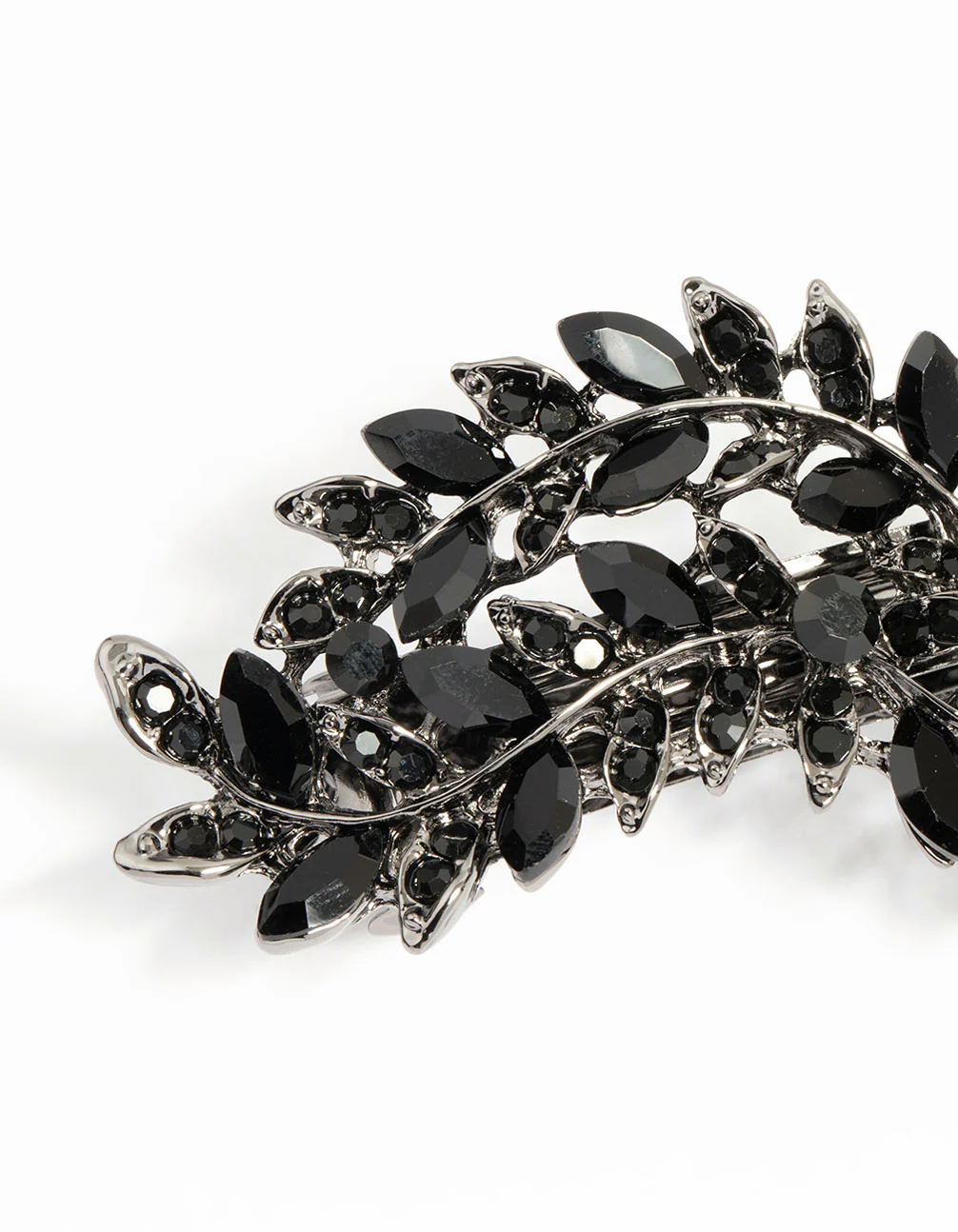 Black Coated Metal Diamante Classic Vine Hair Clip - Image 2