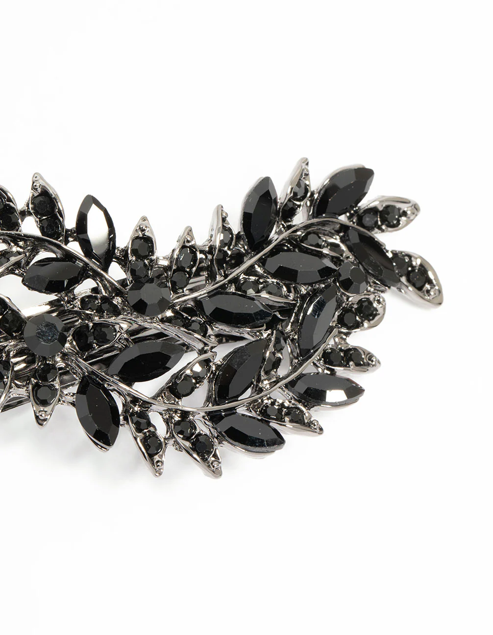 Black Coated Metal Diamante Classic Vine Hair Clip - Image 3