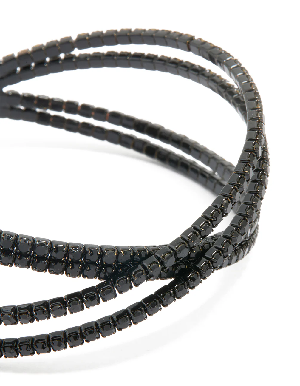 Black Coated Metal Diamante Pavé Wrap Wrist Cuff - Image 2