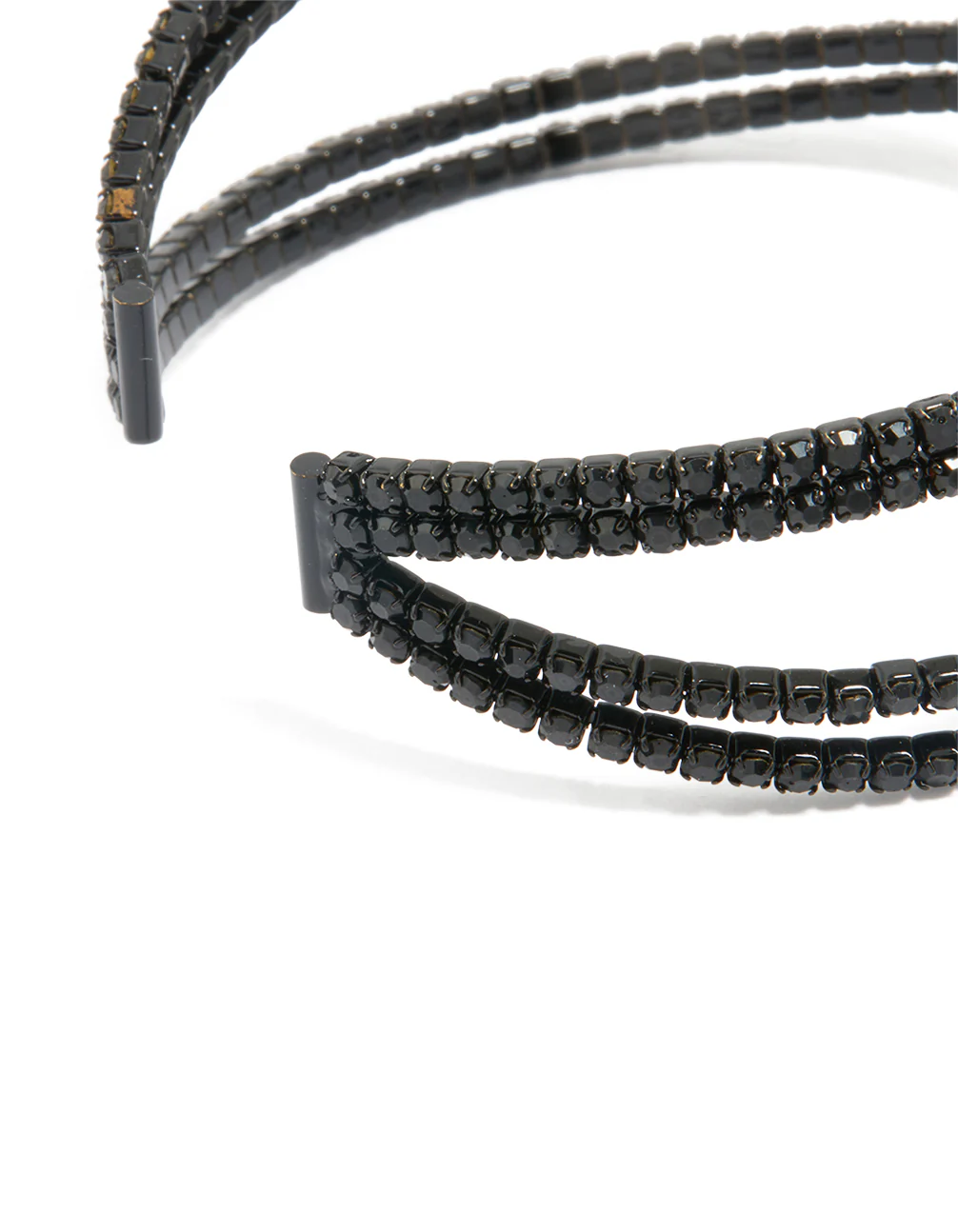 Black Coated Metal Diamante Pavé Wrap Wrist Cuff - Image 3