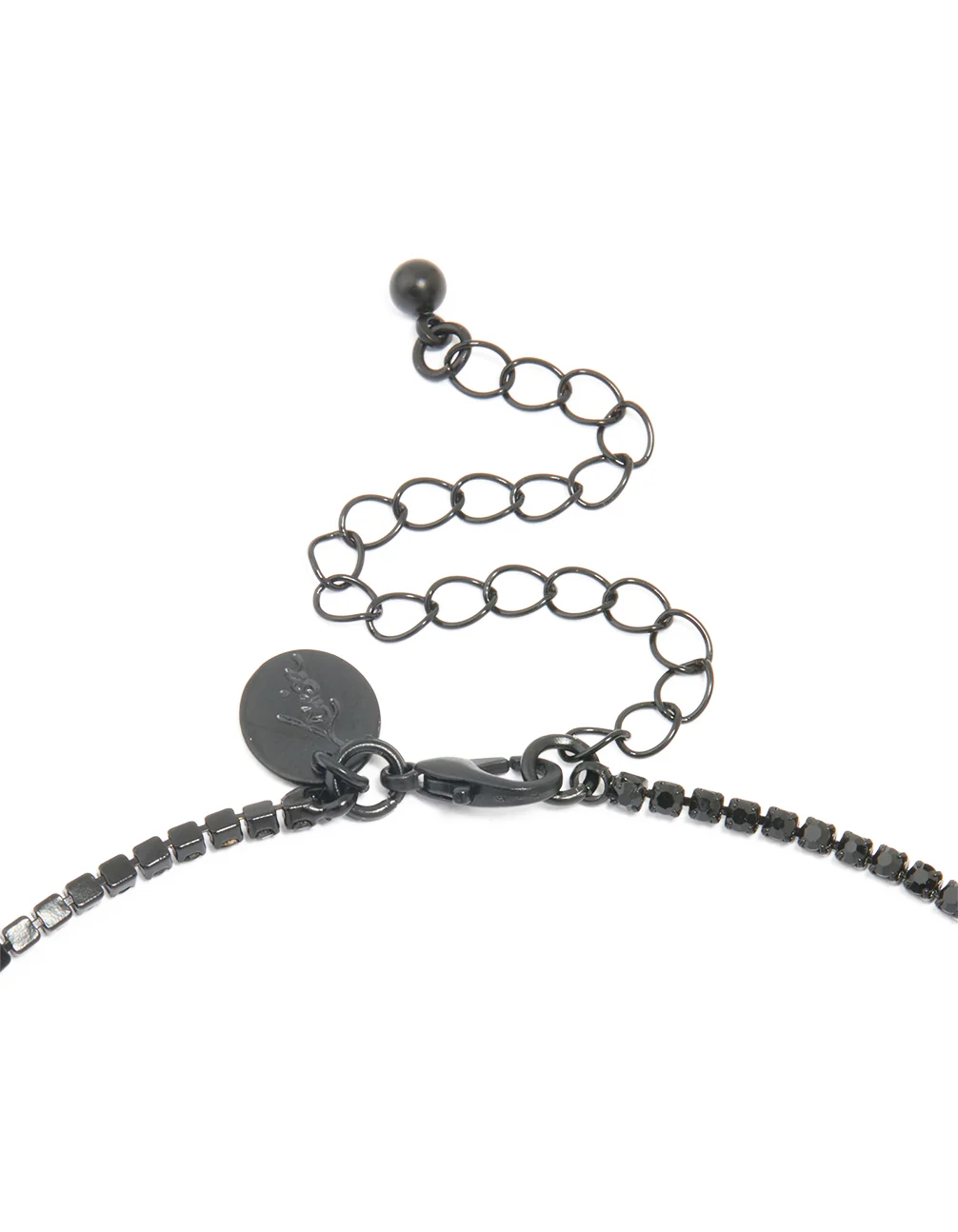 Black Coated Metal Rectangle Pointed Necklace & Earrings Set - Image 3