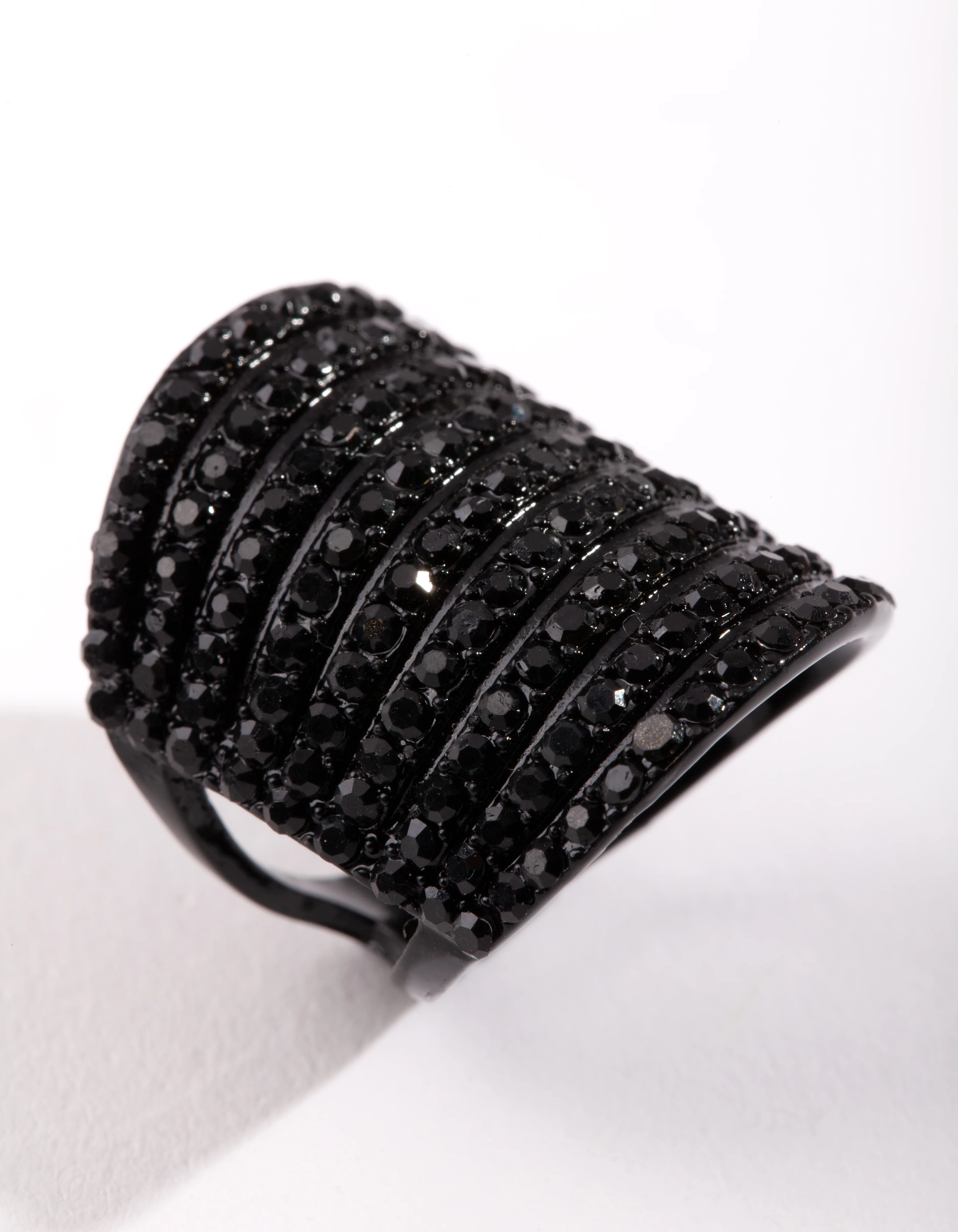 Black Wide Diamante Ring - Image 2