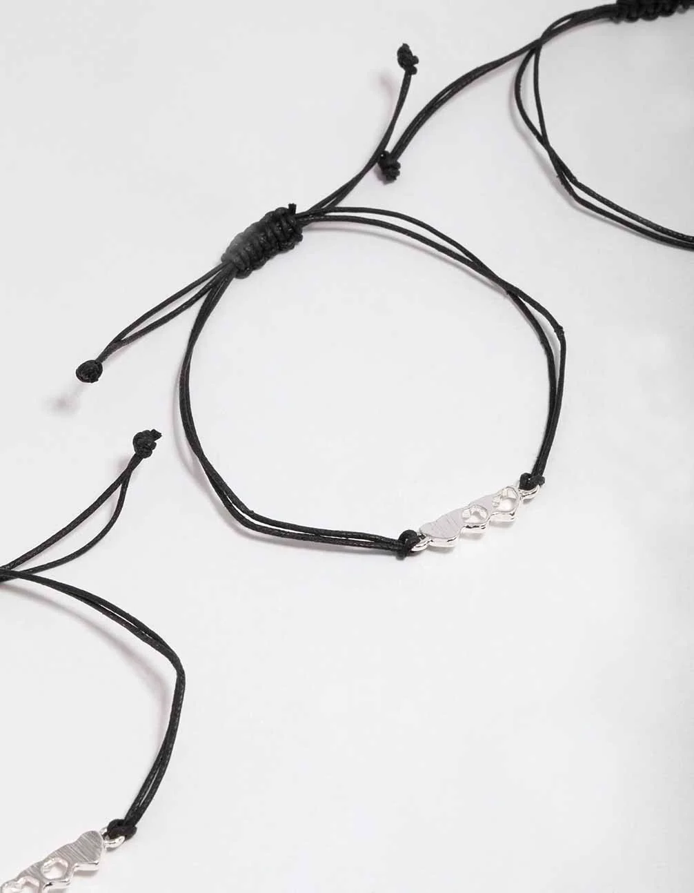 Black Cord Heart Bracelet 3-Pack - Image 2