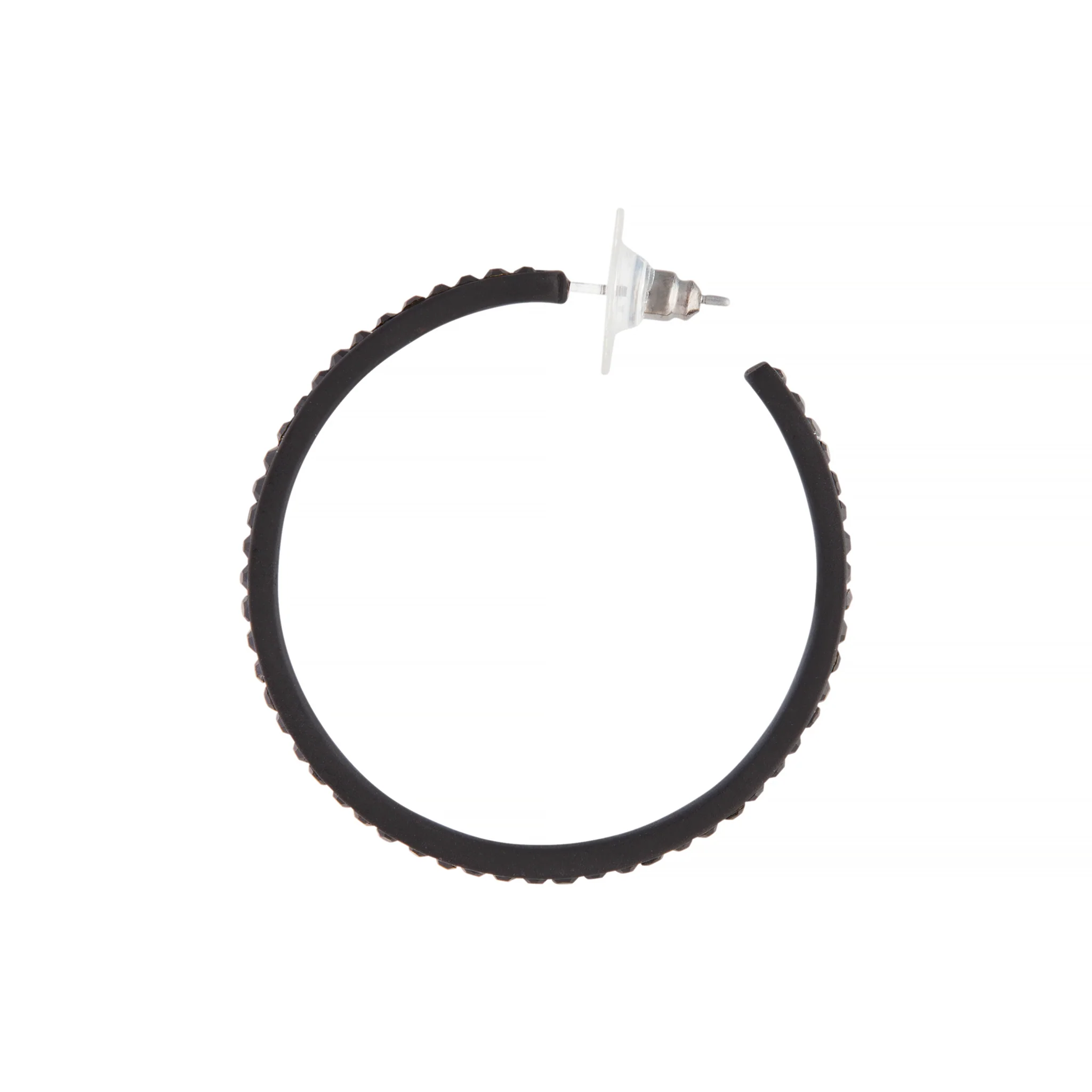 Black Jewel Flat Edge Hoop Earrings - Image 2