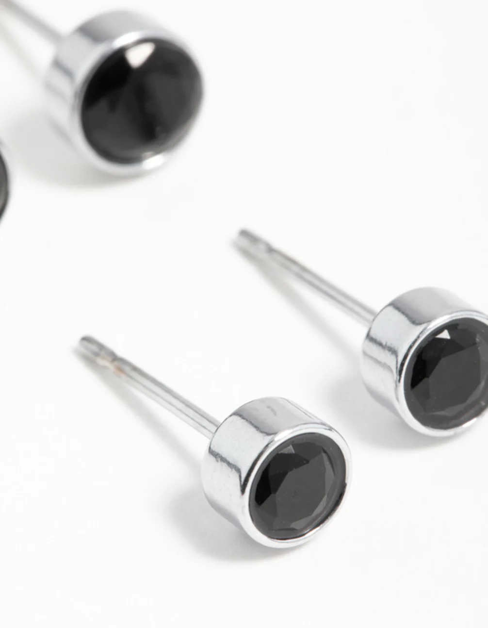 Black Cubic Zirconia Bezel Stud Earrings 2-Pack - Image 4