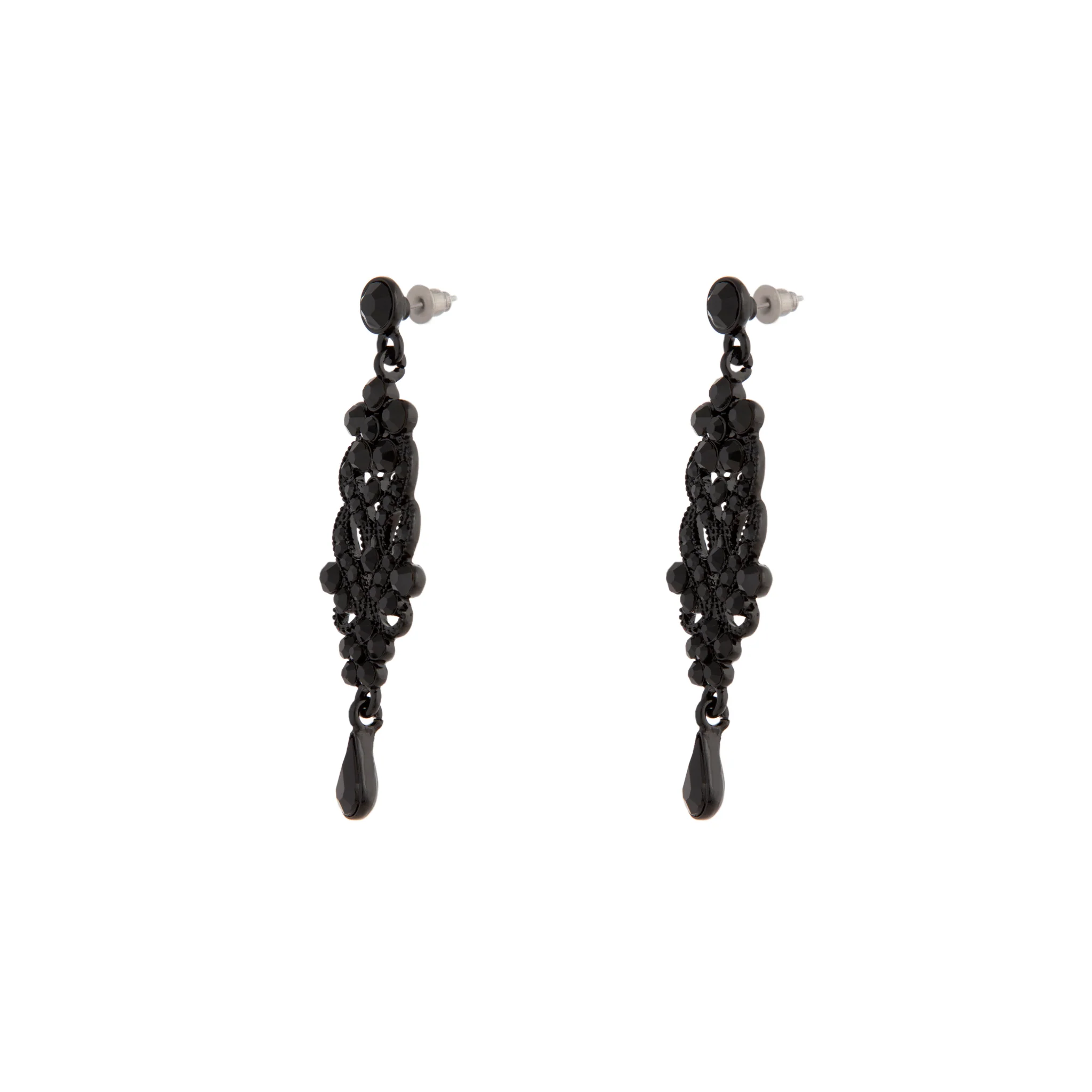 Black Jewel Drop Earrings - Image 2