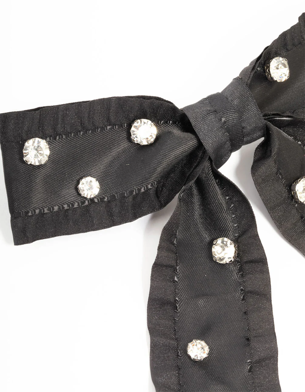 Black Diamante Frill Ribbon Bow Clip - Image 2