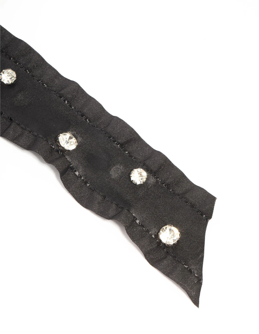 Black Diamante Frill Ribbon Bow Clip - Image 3