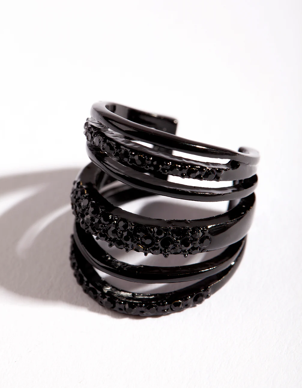 Coated Metal Six Band Diamante Ring - Image 2
