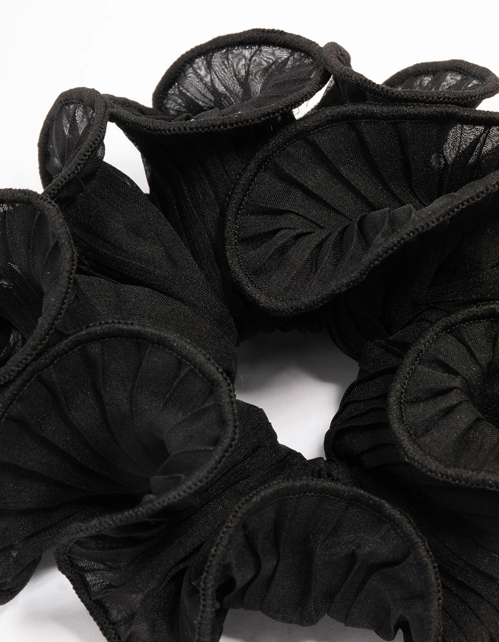 Black Crinkle Fabric Statement Scrunchie - Image 3