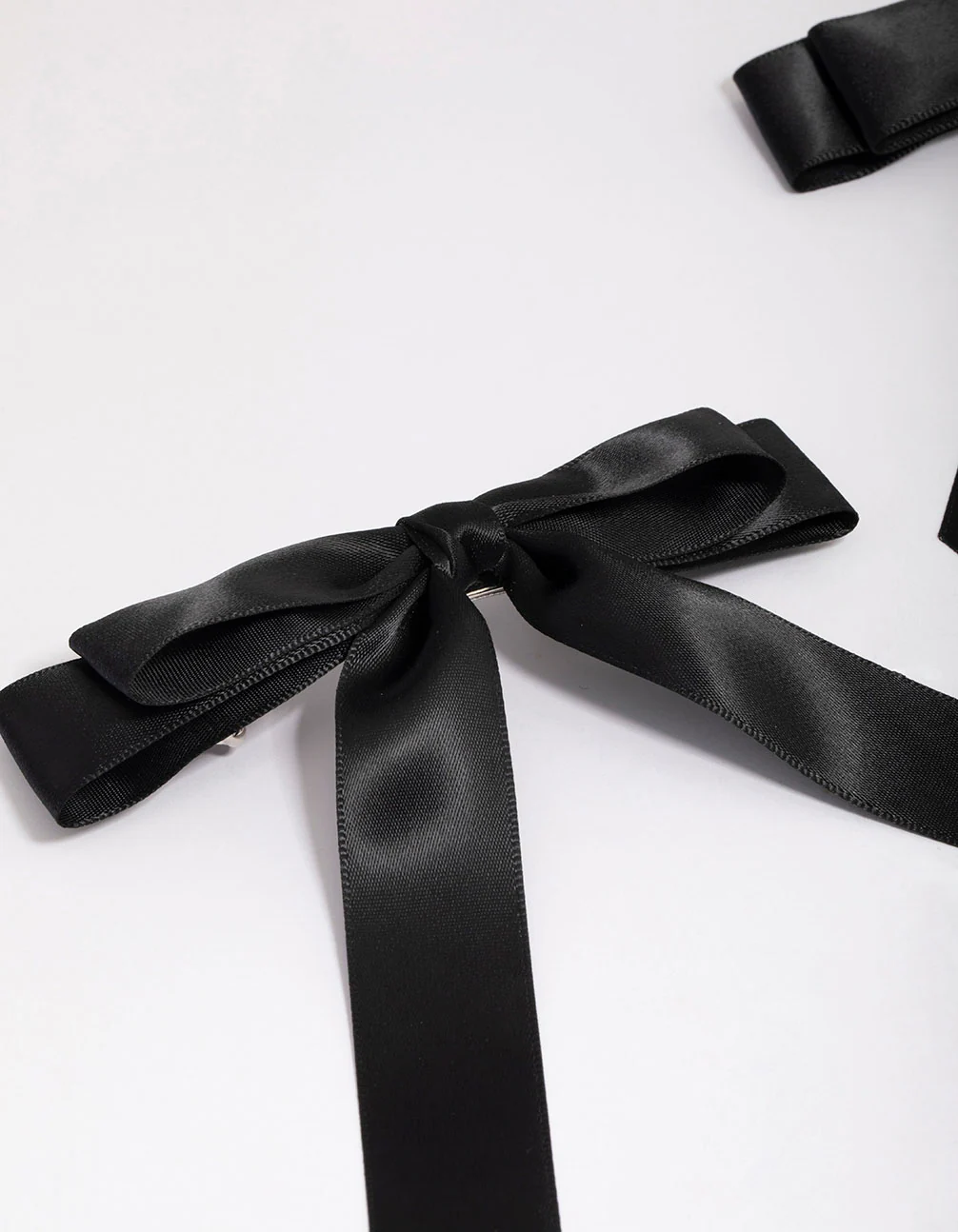 Black Fabric Medium Double Loop Hair Bow Clip Pack - Image 2