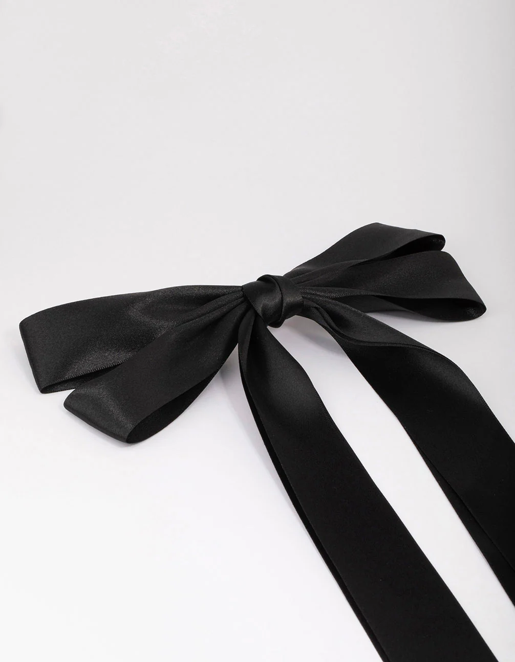 Black Fabric Oversized Ribbon Hair Bow Clip - Image 2