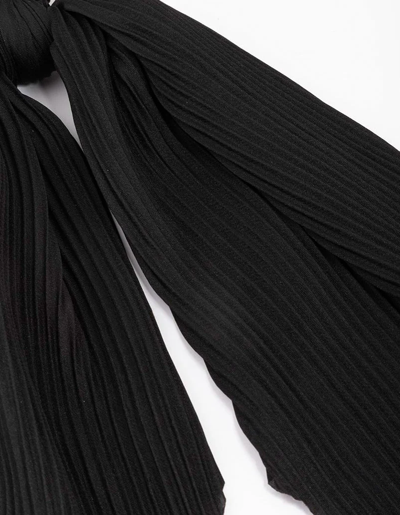 Black Plisse Fabric Scarf - Image 3