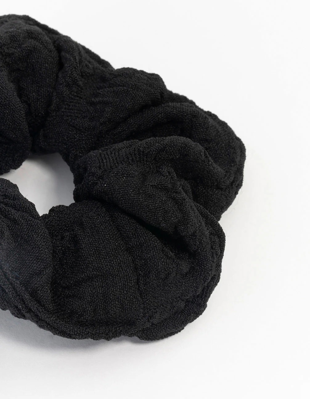 Black Seersucker Fabric Scrunchie - Image 2