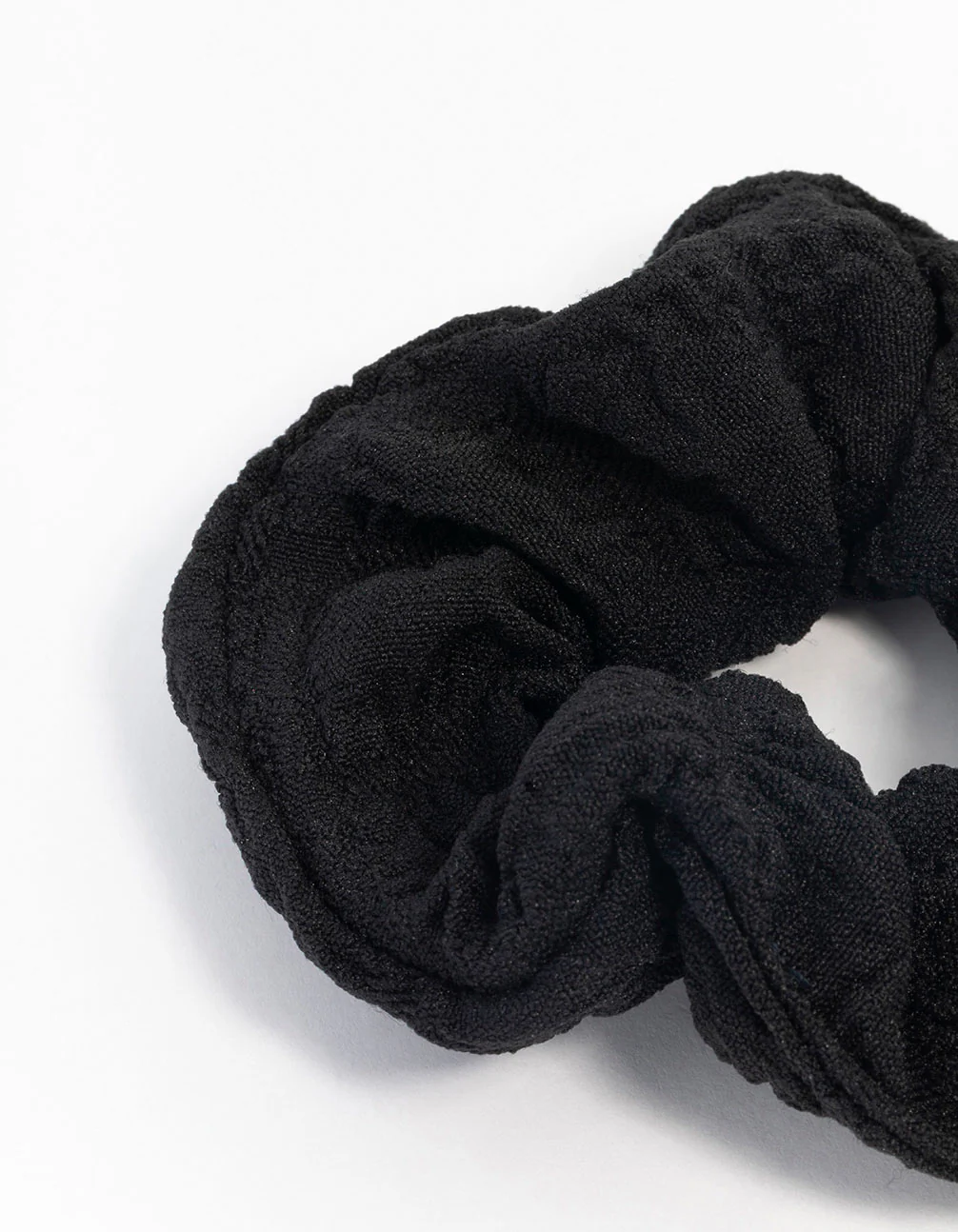Black Seersucker Fabric Scrunchie - Image 3