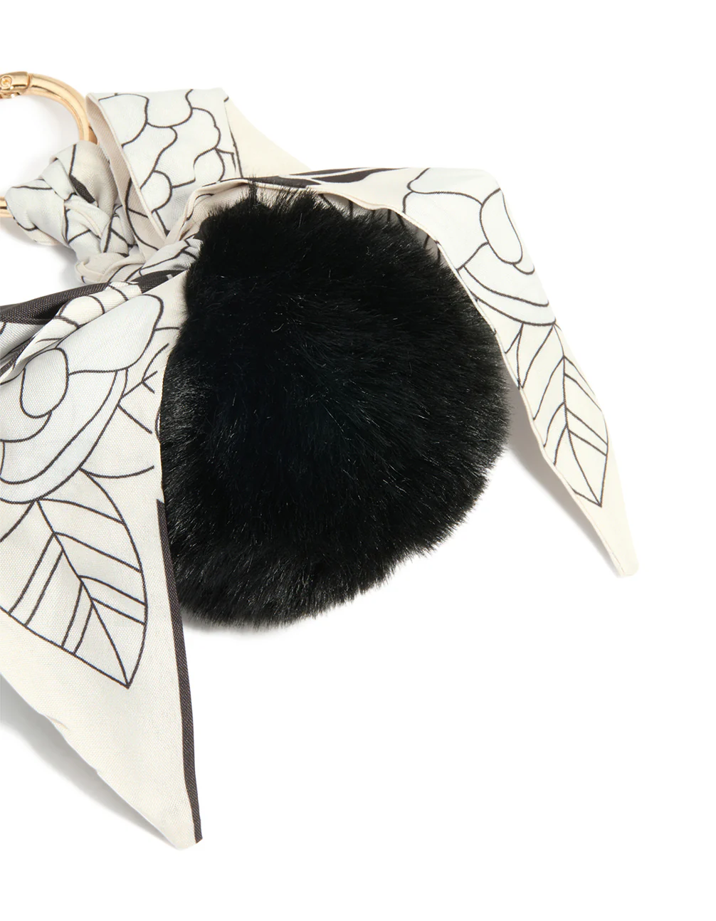 Black Fluffy & Fabric Bow Scarf Key Chain - Image 3