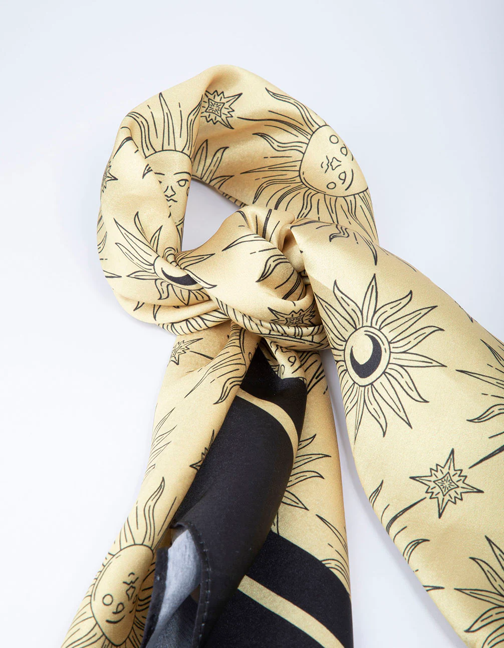 Black & Gold Fabric Celestial Sun Scarf - Image 2