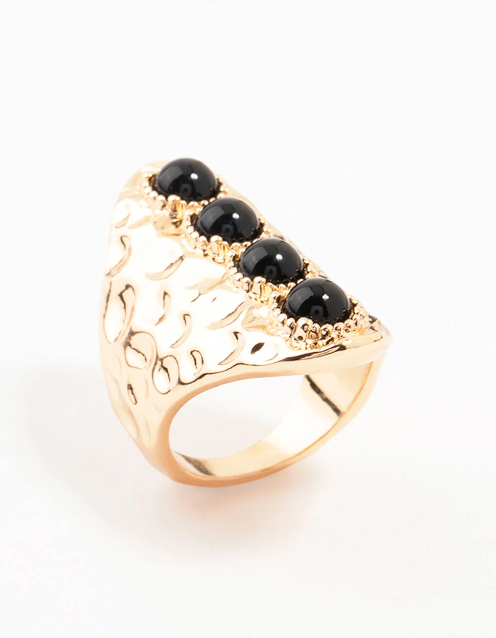 Black & Gold Molten Linear Ring - Image 2