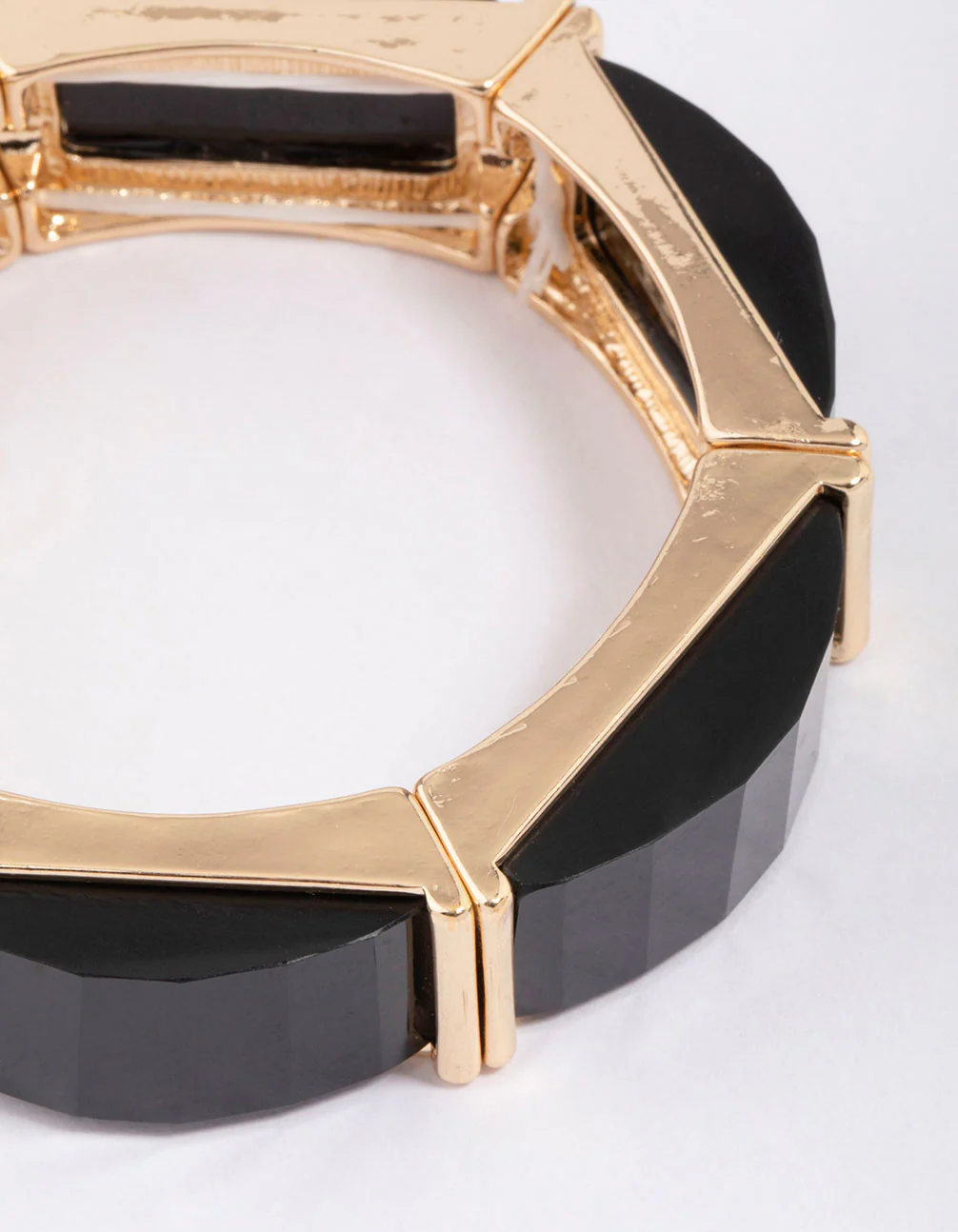 Black & Gold Rectangular Stretch Bracelet - Image 2