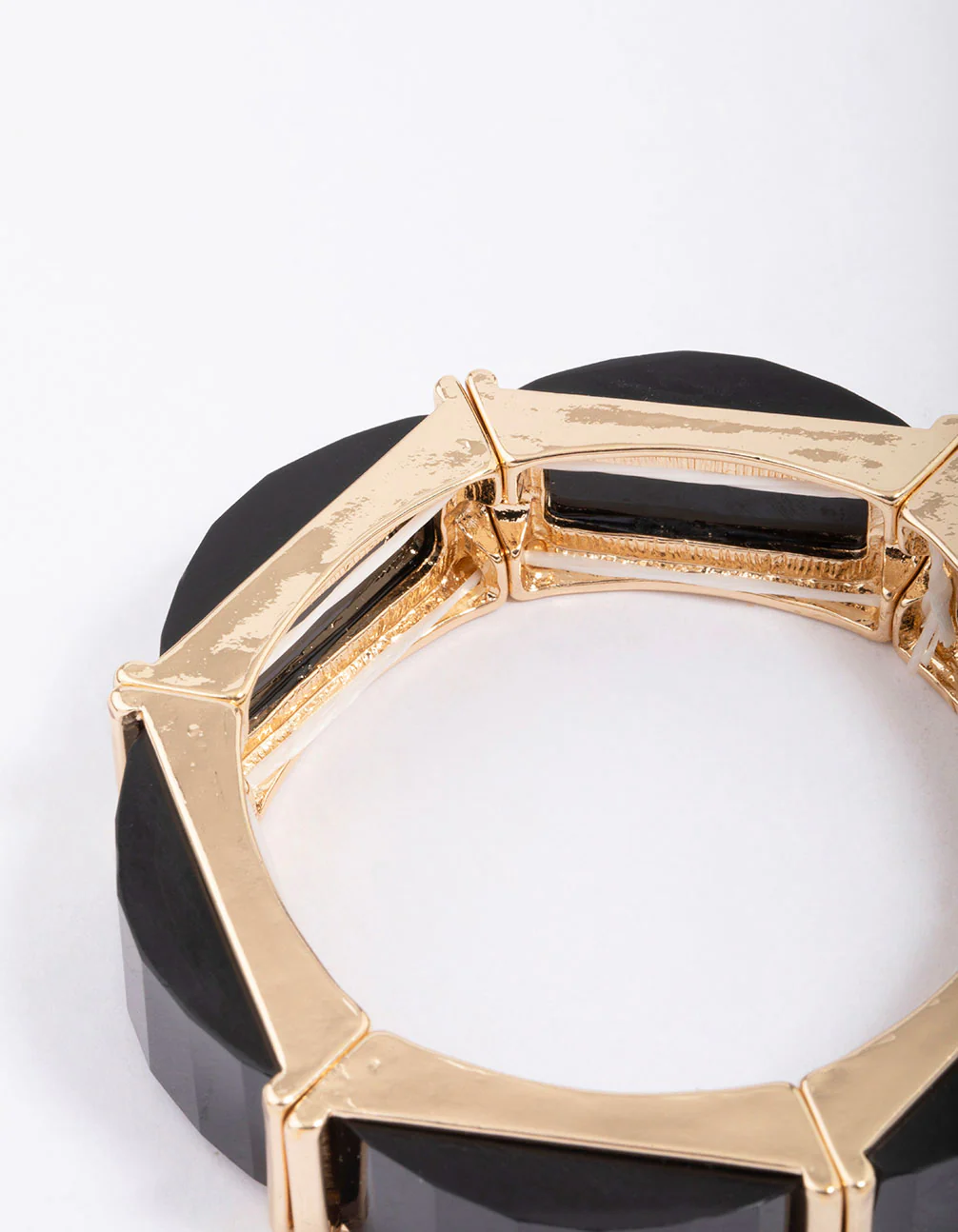 Black & Gold Rectangular Stretch Bracelet - Image 3