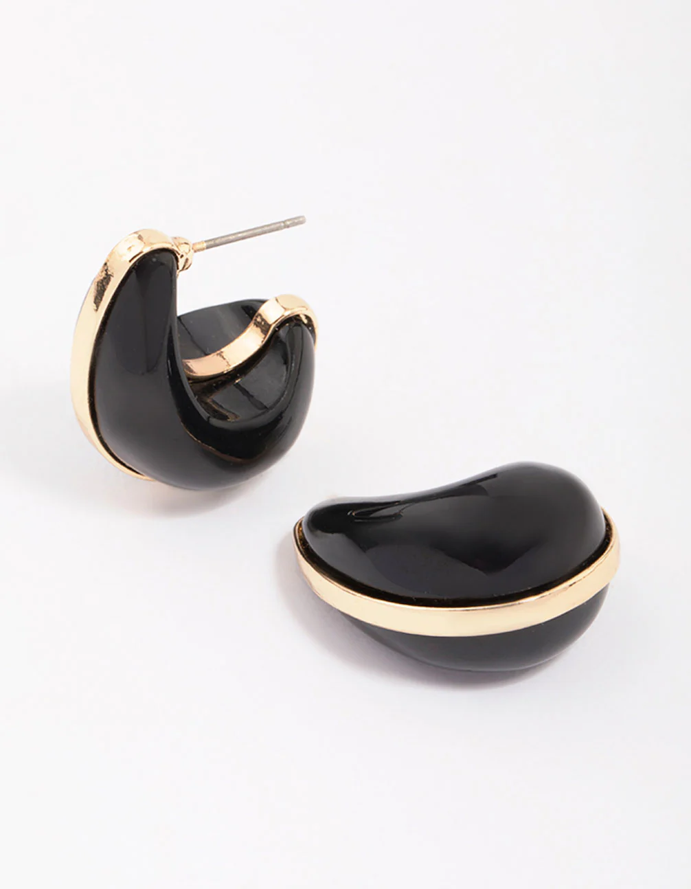 Black & Gold Teardrop Earrings - Image 2