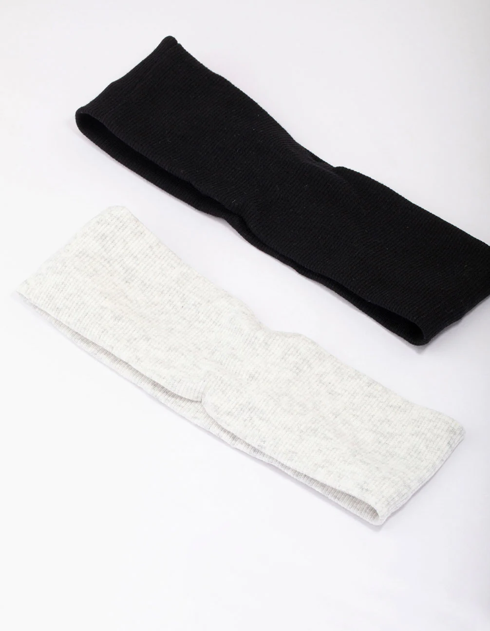 Black & Grey Ribbed Fabric Headbands 2-Pack - Image 2