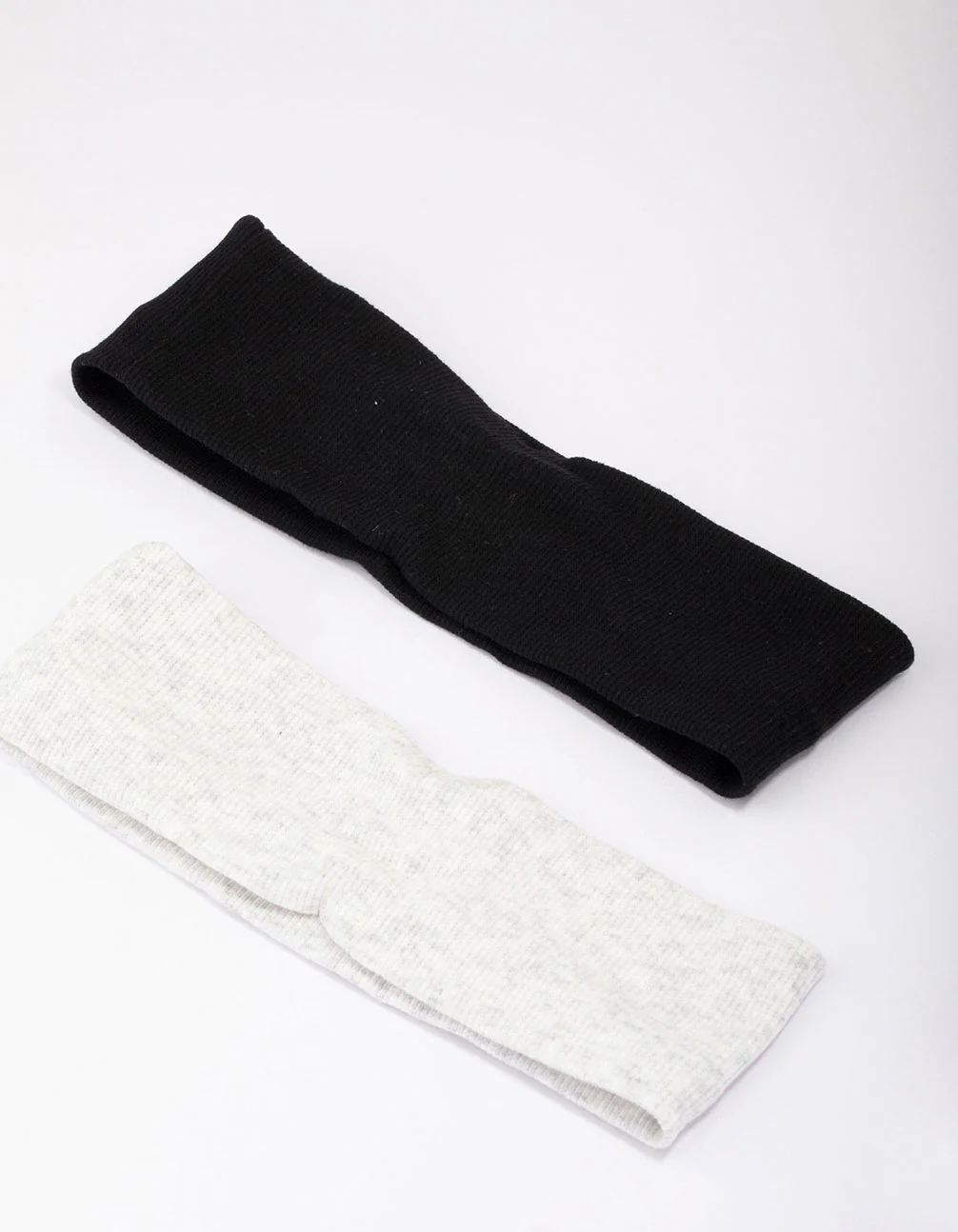 Black & Grey Ribbed Fabric Headbands 2-Pack - Image 3