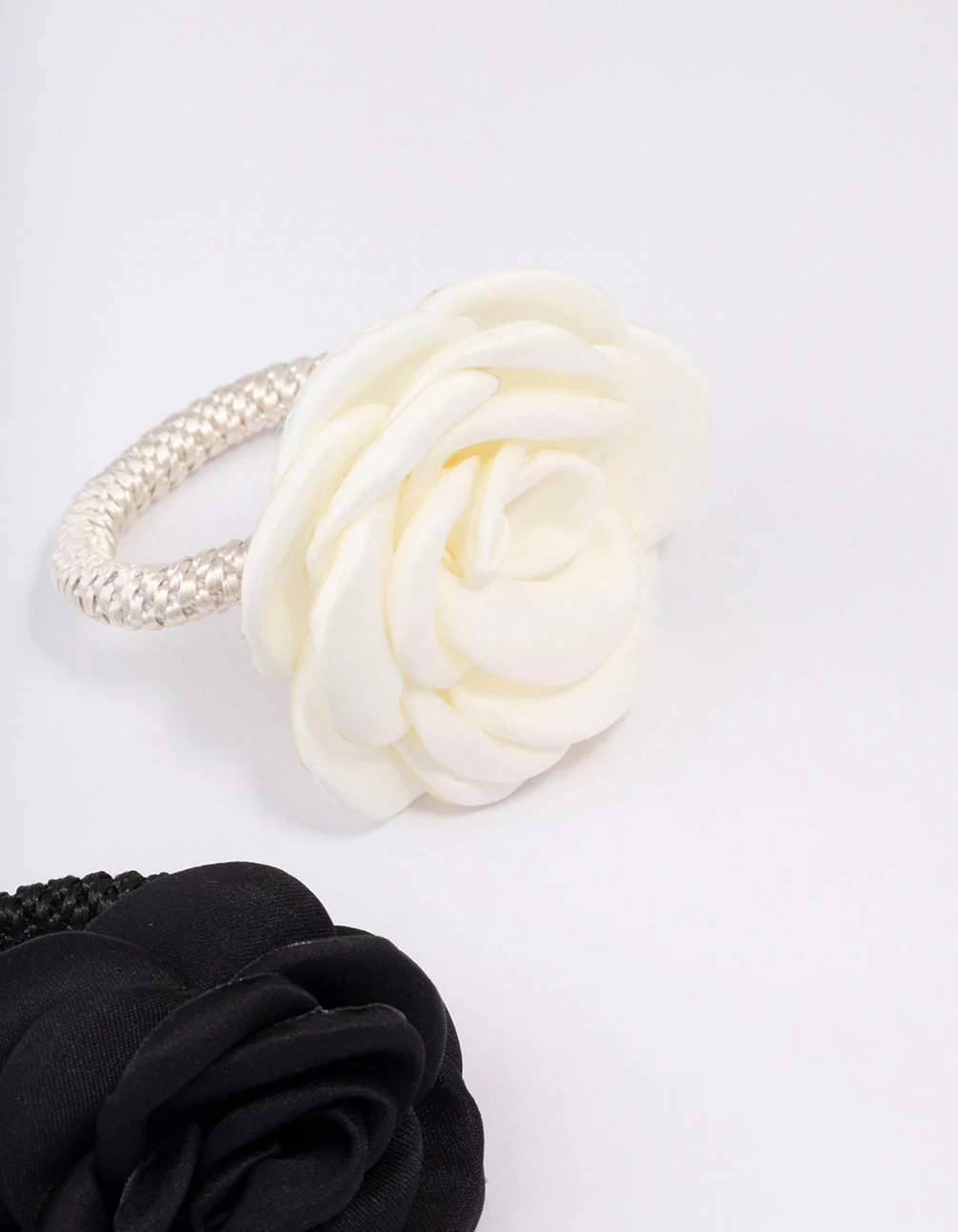 Black & Ivory Rosette Hair Tie Pack - Image 3