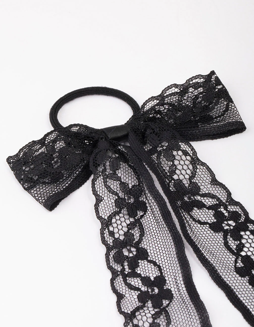 Black Lace Bow Hair Tie - Image 2