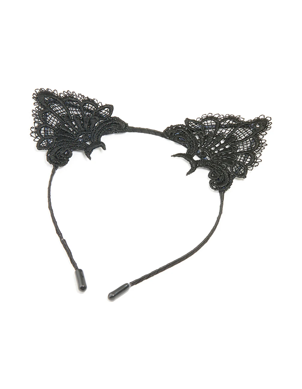 Black Lacy Fabric Cat Ears Headband - Image 3