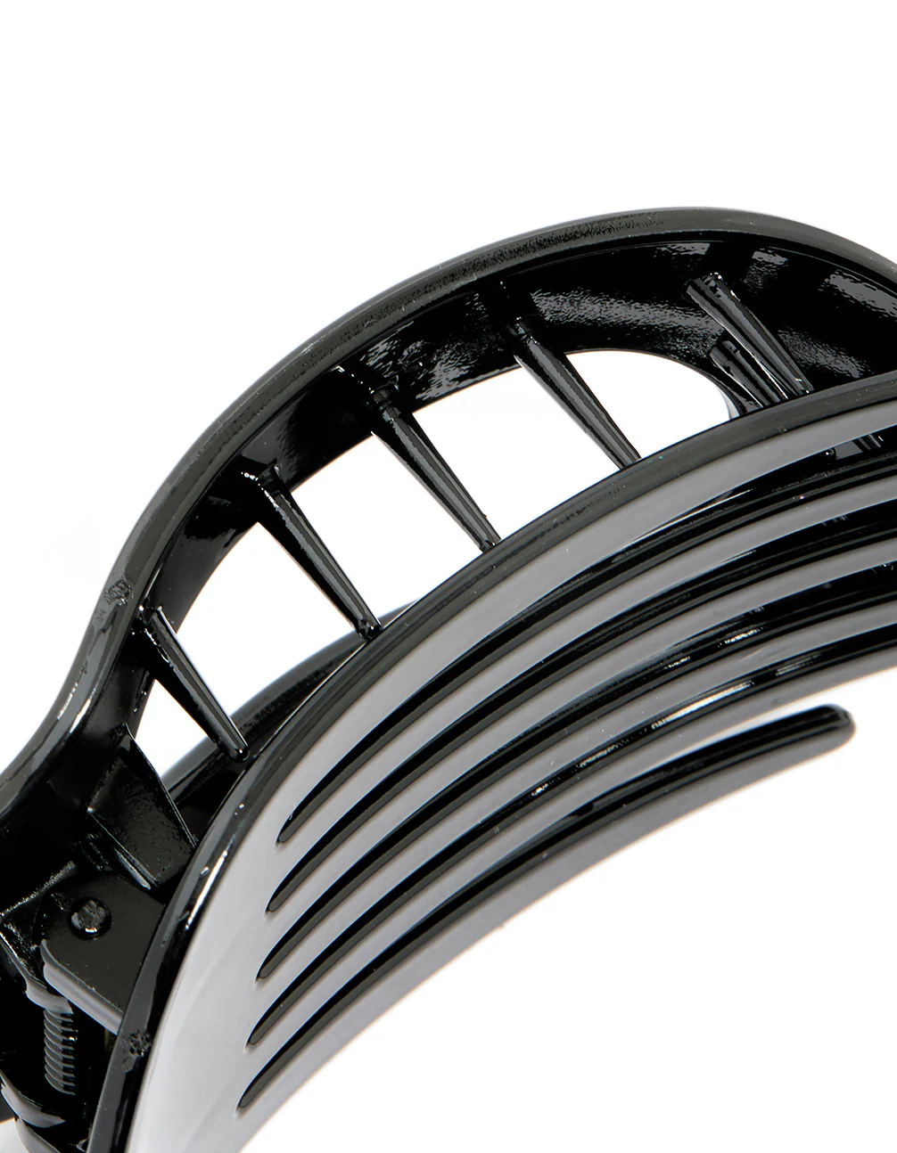 Black Large Skinny Oval Hair Claw Clip - Image 3