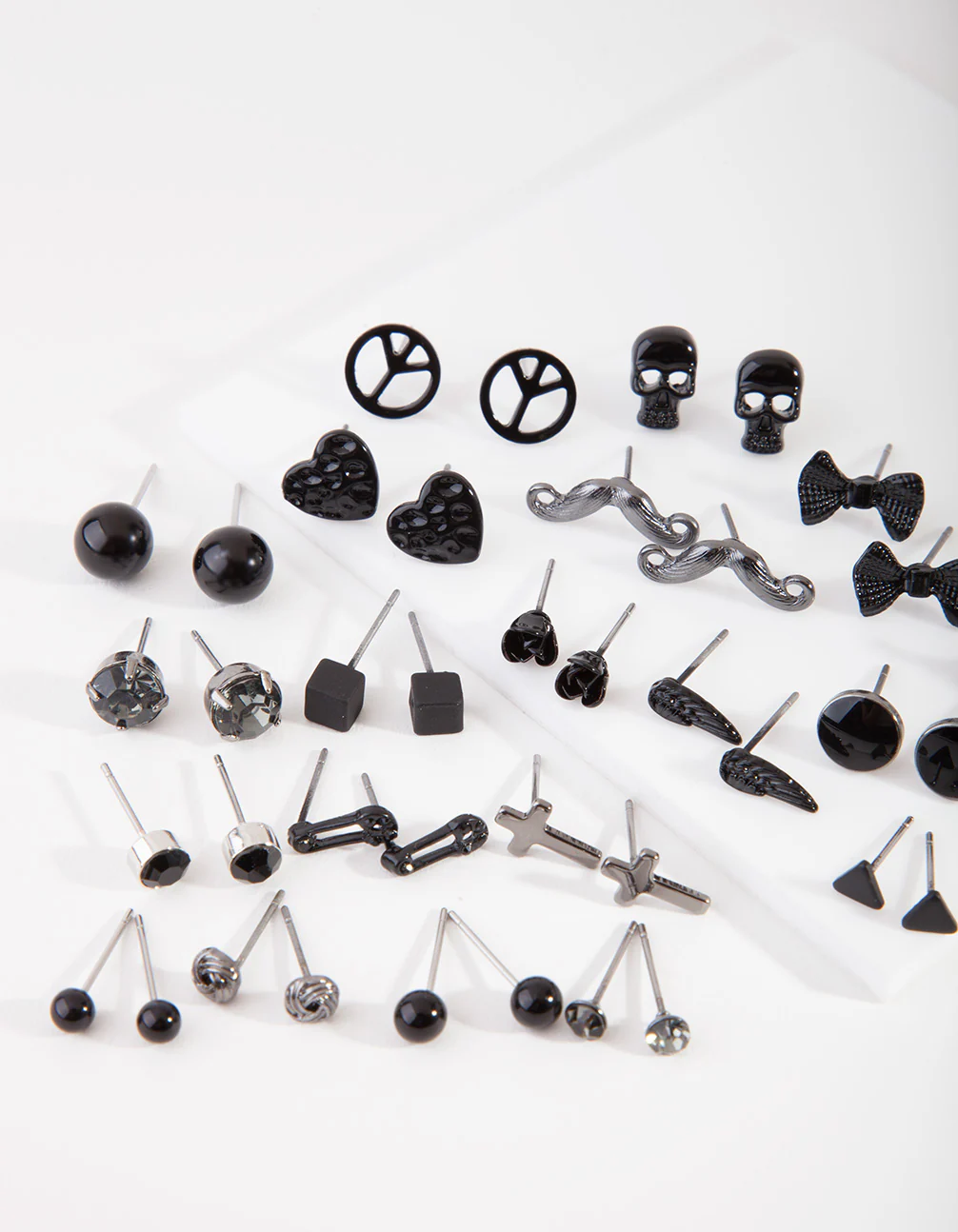 Black Mismatch Bowtie Earring 20-Pack - Image 2