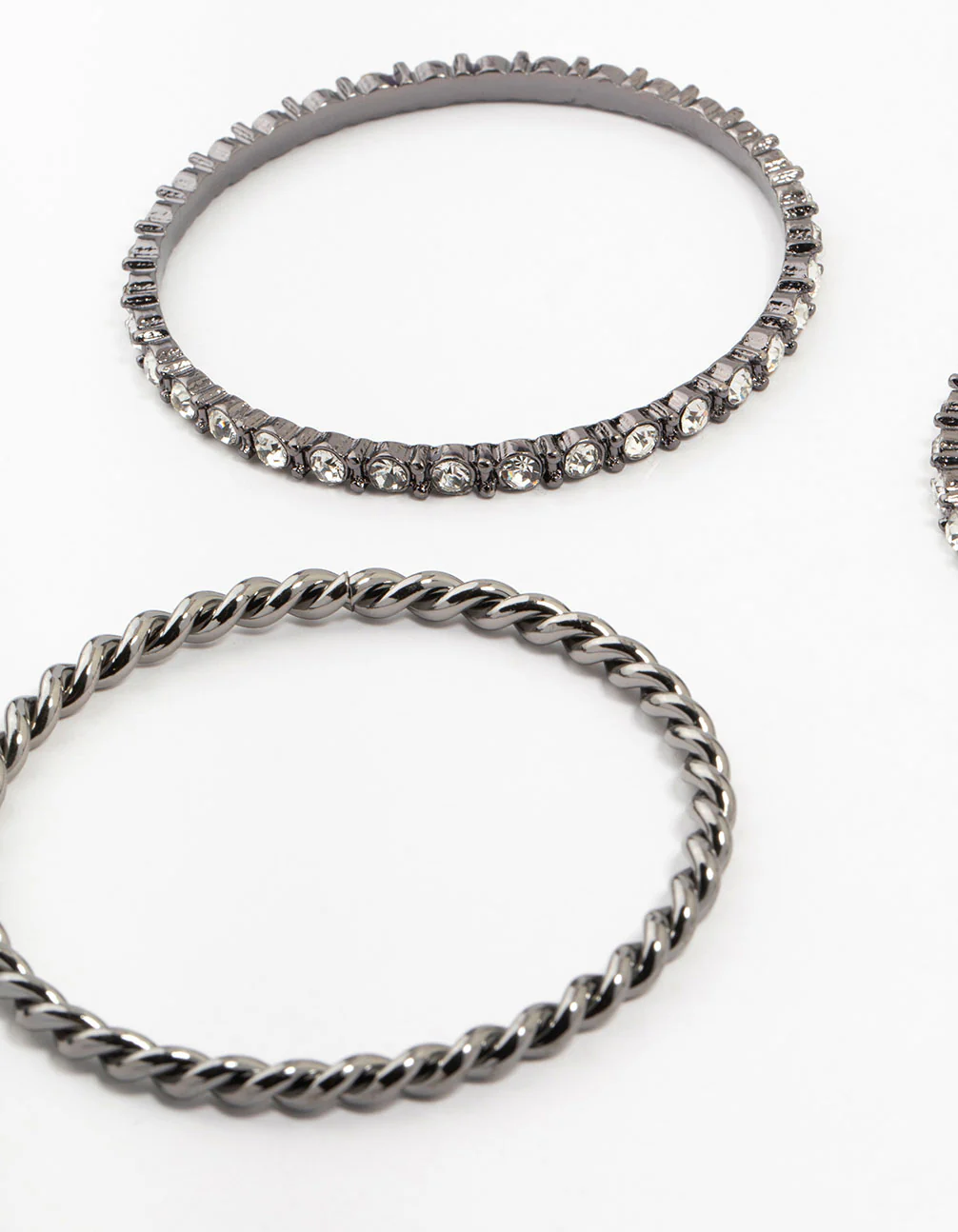 Black Silver Diamante Bangles 4-Pack - Image 2