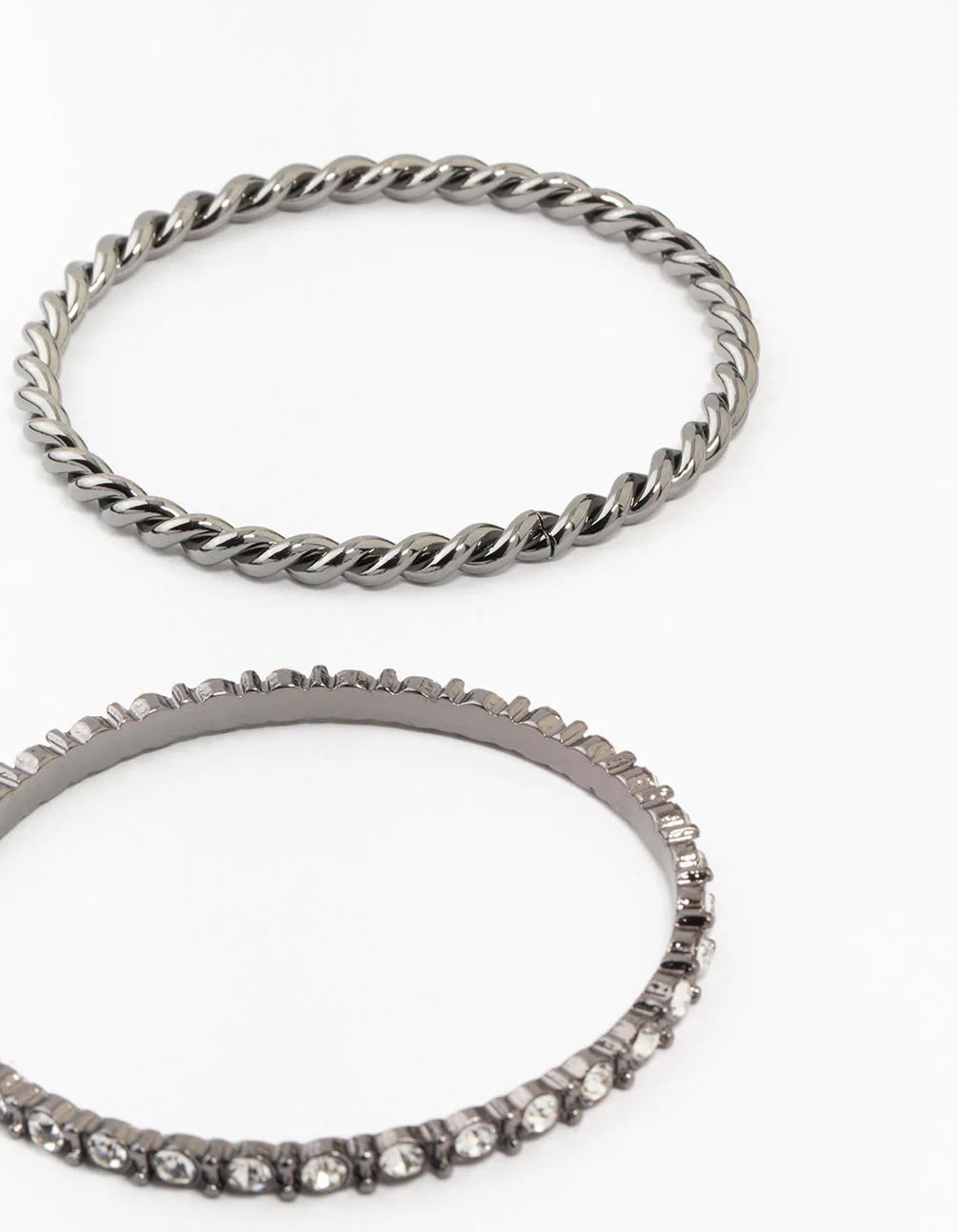 Black Silver Diamante Bangles 4-Pack - Image 3