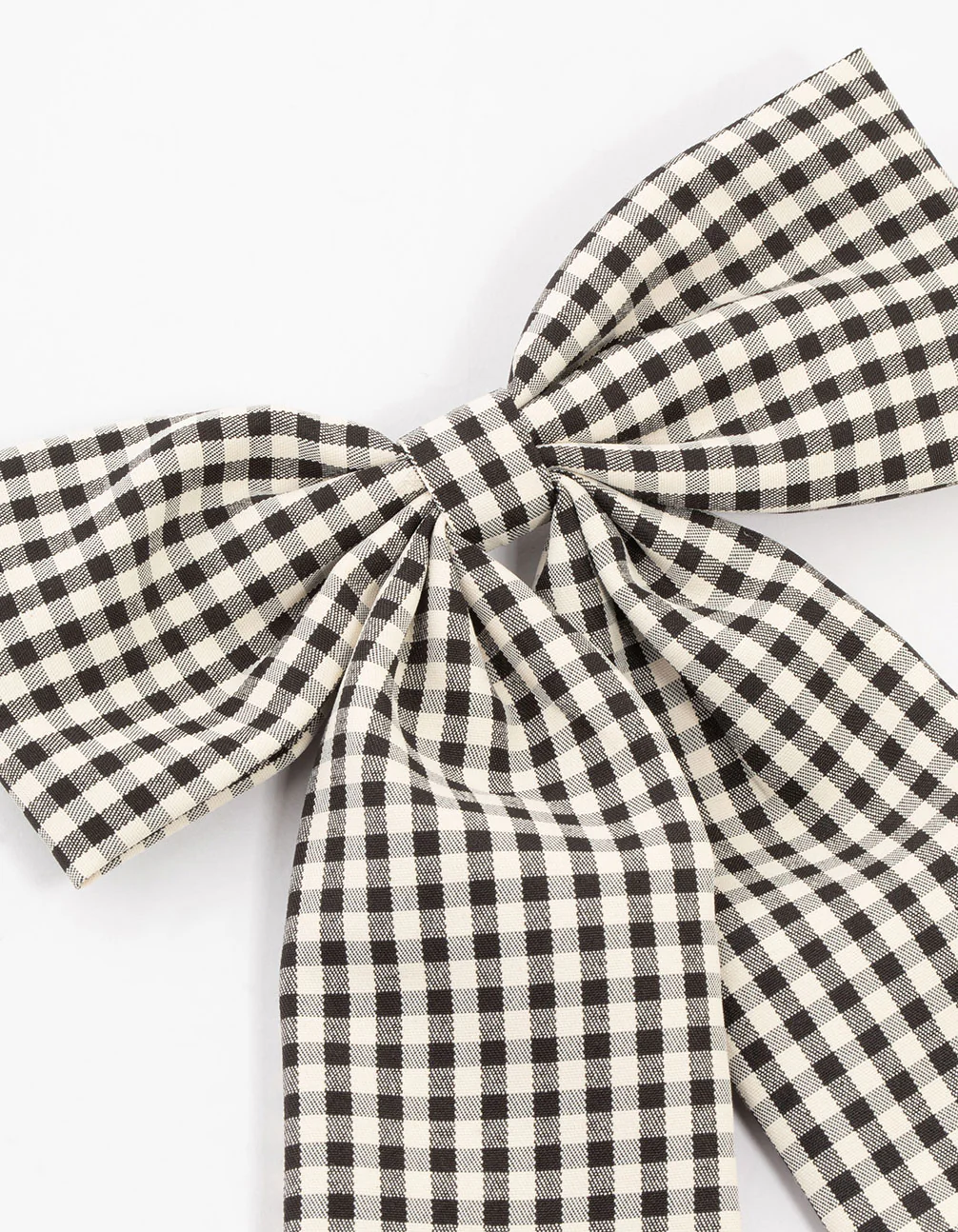 Black & White Gingham Fabric Medium Bow Clip - Image 2