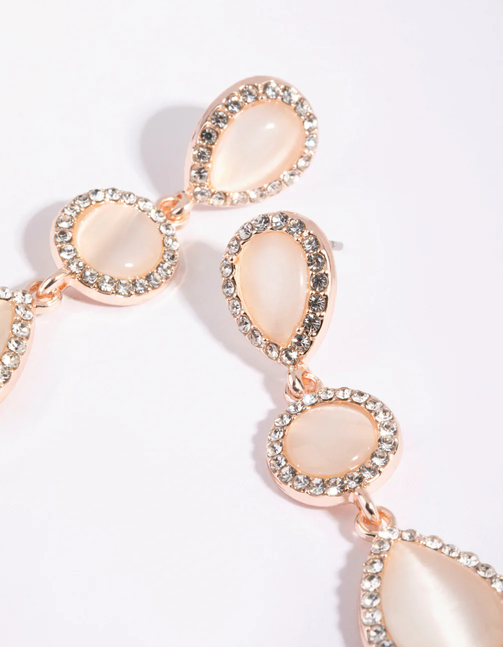 Rose Gold Teardrop Diamante Earrings - Image 2